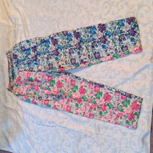 high waist floral print pants, Lilly Pulitzer, two tone trousers